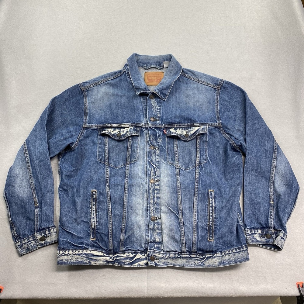 Levis Jacket Mens XXXL Blue Denim Trucker Type 3 Faded Acid